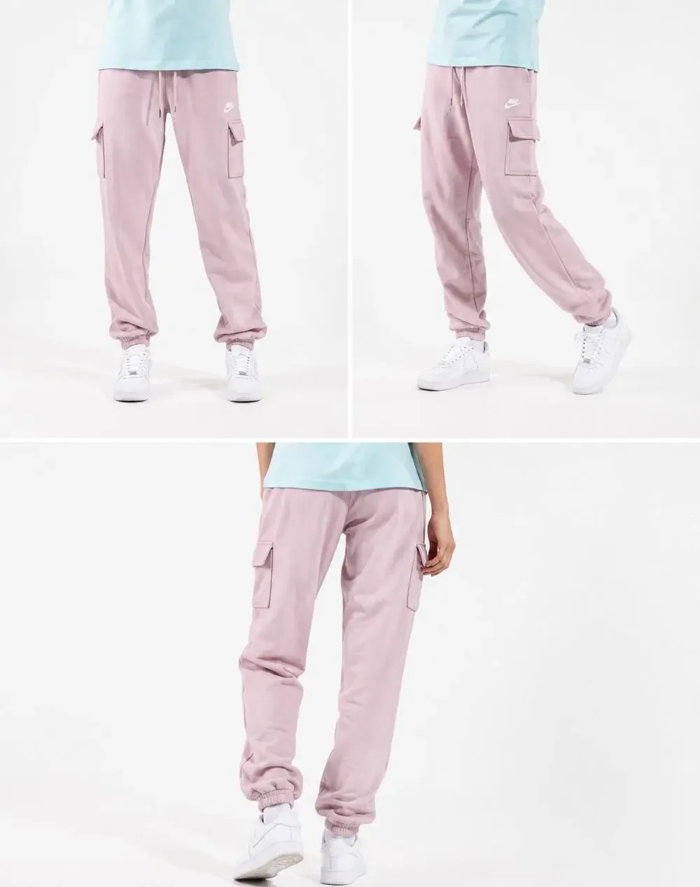 Nike NSW Essential Fleece Cargo Pants Womens Large Pink Sweatpants DD8713-695